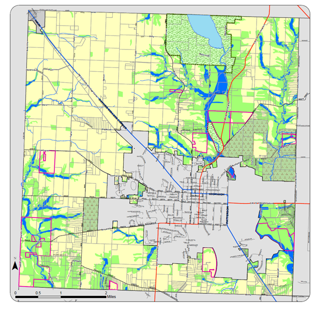 A map showing Oxford Township's future land use priorities