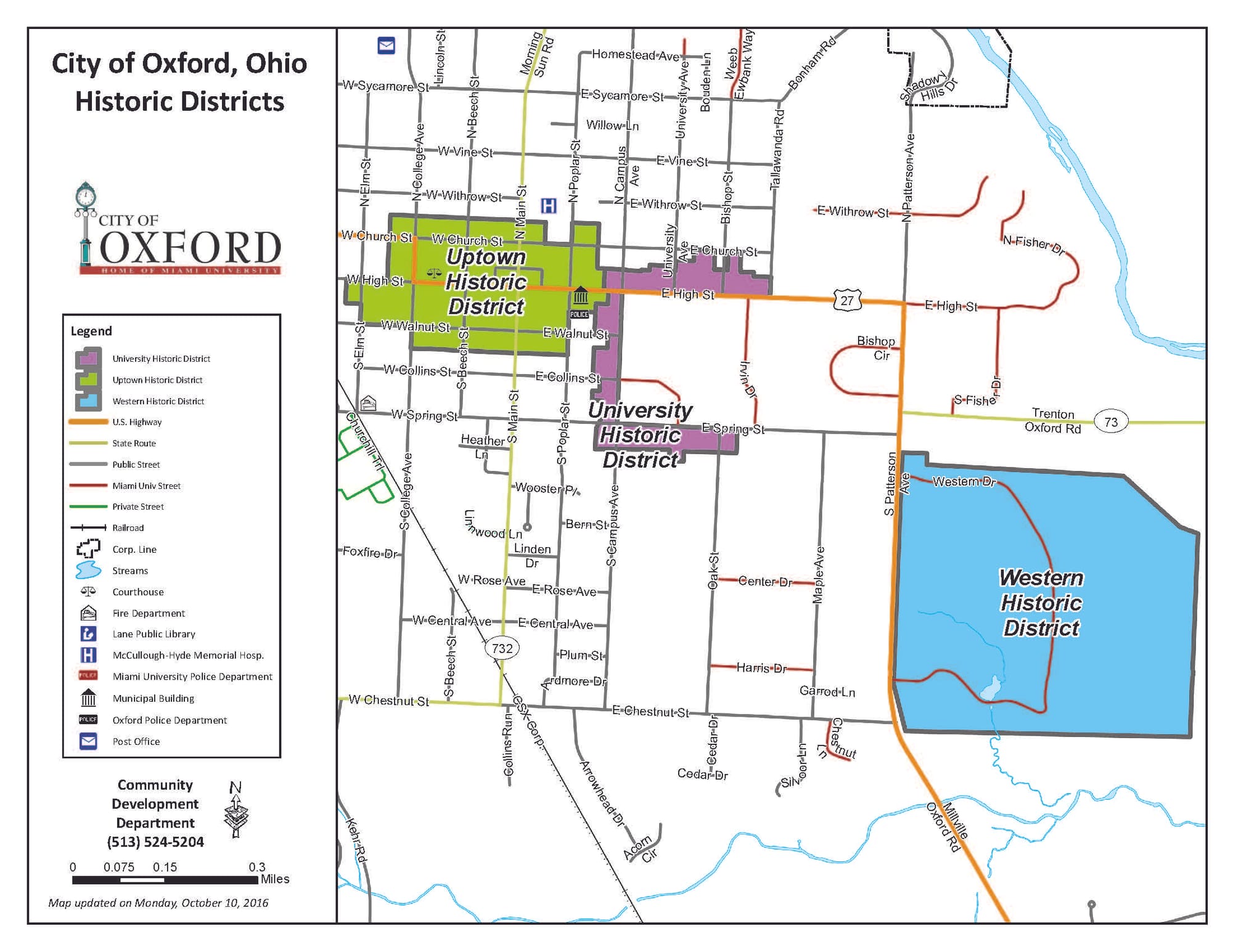 A map of Oxford's historic districts