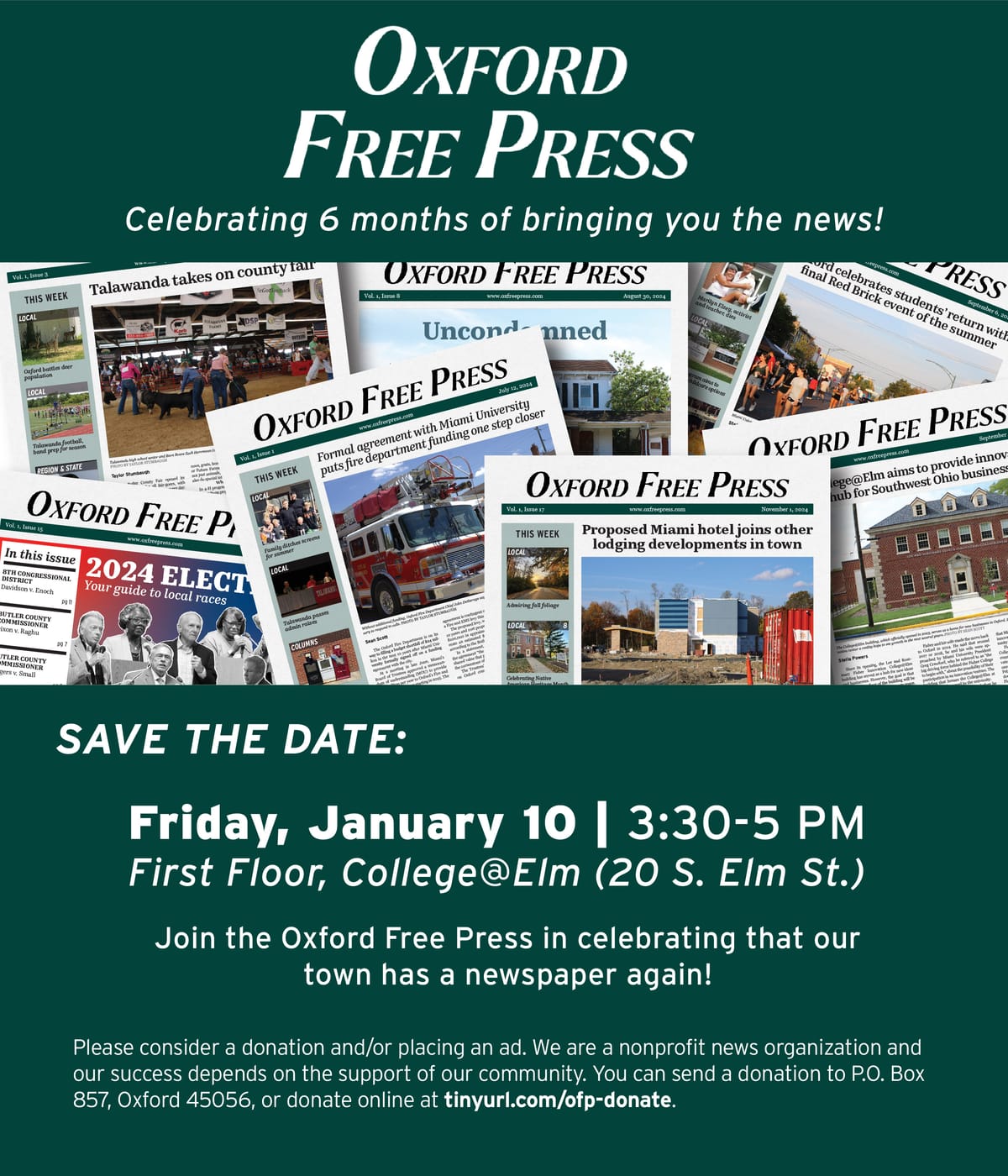 From the Editor: Celebrate six months of printing with us on Jan. 10!