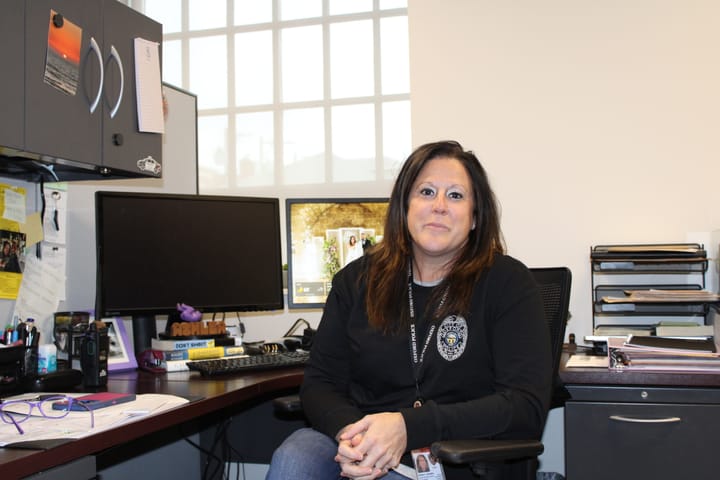 Ashlea Sleiman sits in her office at the Oxford police station