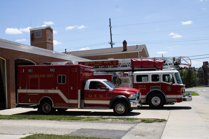 Ambulance and Fire Truck outside of the Oxford Fire Department