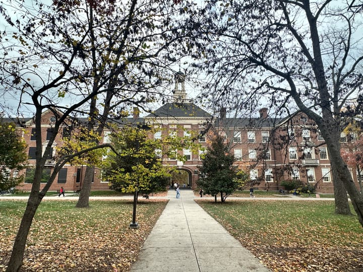 Upham Hall seen through the trees on Miami University's Academic Quad