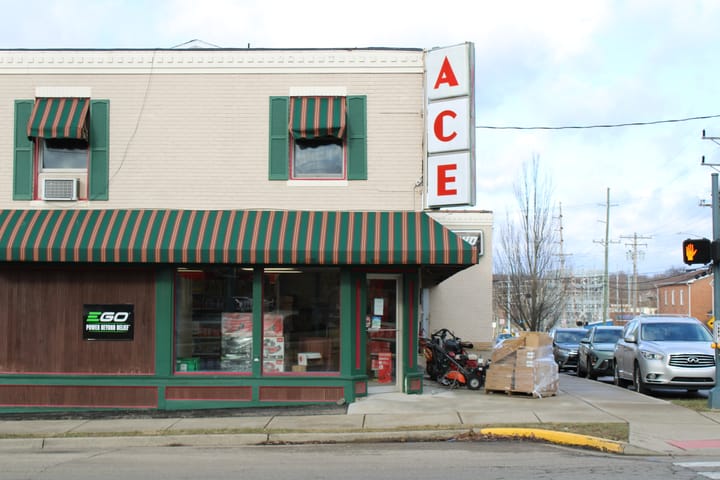 Ace Hardware corner storefront on Spring and College