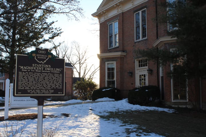 Historic marker in front of Bonham House